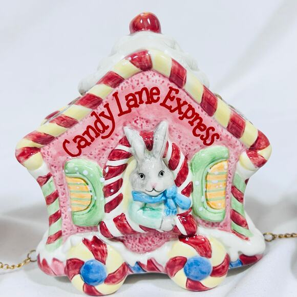 Vintage Fitz & Floyd Candy Lane Express Train Christmas 3 Piece Set 2001 - Picture 13 of 16